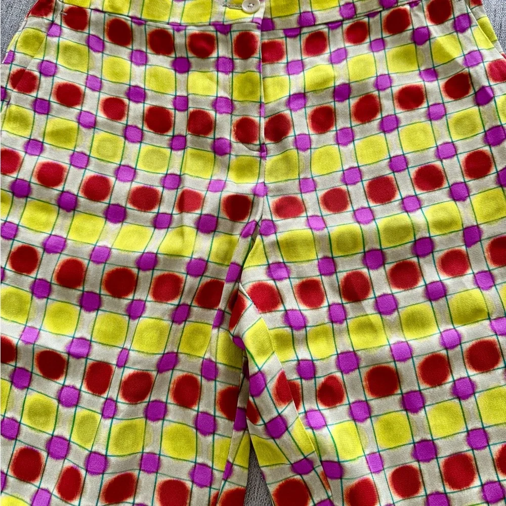 Etro Yellow Pink Red Geometric Straight Leg Pants
